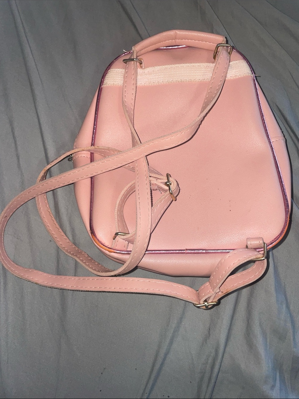 Kids Pink Mini Faux-Leather Backpack with Adjustable Straps
